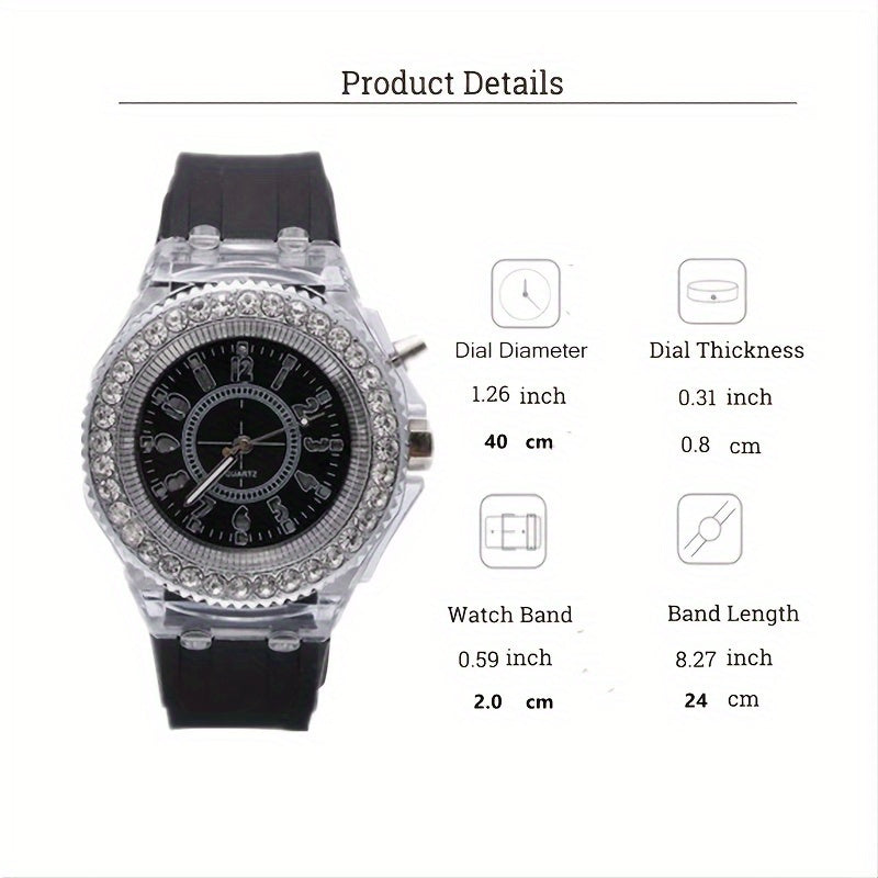 Night Light LED Luminous Watch, Fashion Versatile Rhinestone Studded Girl's Watch, Ideal Choice For Gifts
