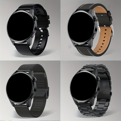 Stainless Steel Strap Business Men Smart Watch With Call, Message Reminder, Music Player, Activity Tracker Sports Watch For iPhone and Android