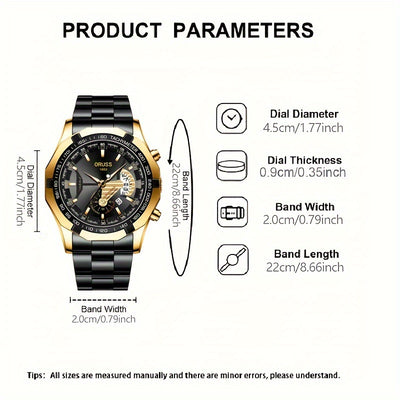 Genuine Domineering Business Sports Watch. Men's Simple Luminous Double Calendar Men's Watch