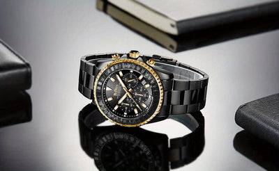 Mens Chronograph Stainless Steel Strap Waterproof Date Quartz Watch, Business Casual Wrist Watches