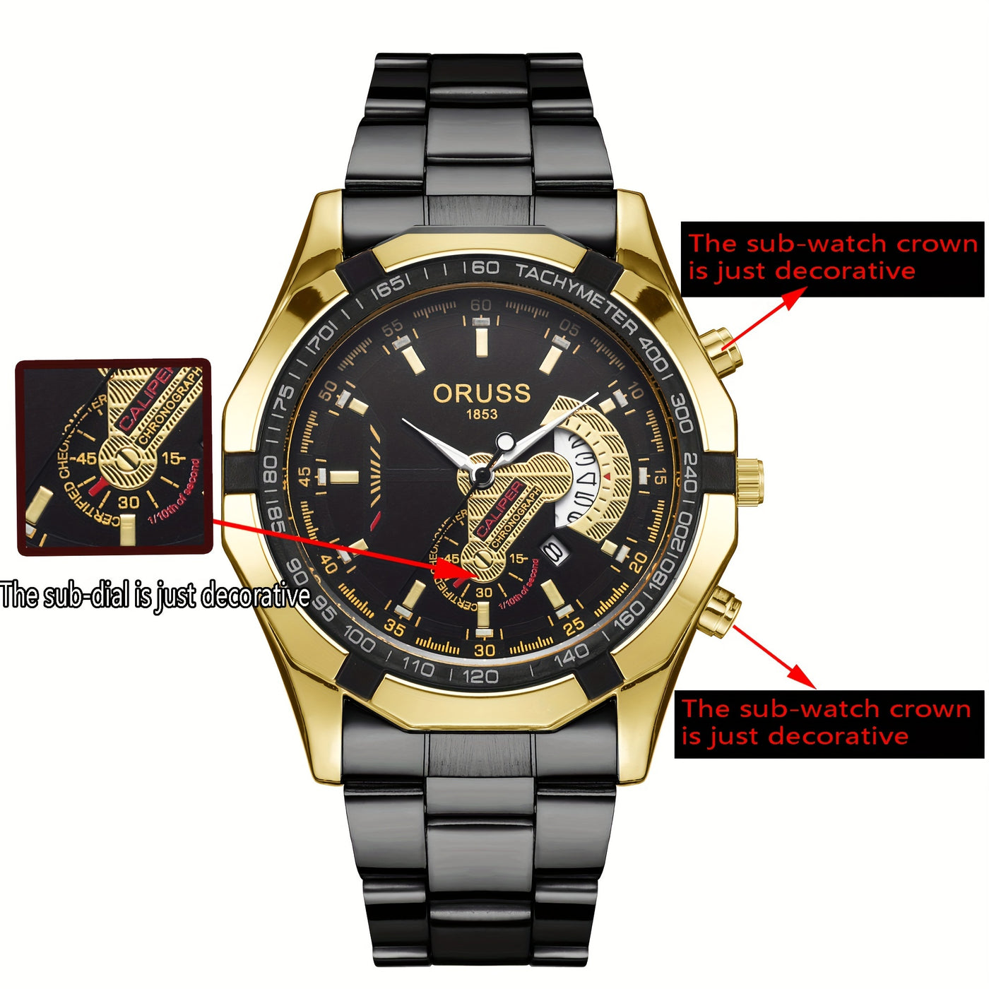 Genuine Domineering Business Sports Watch. Men's Simple Luminous Double Calendar Men's Watch