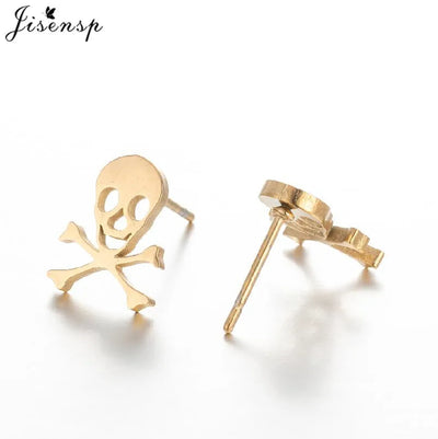 Mini Stainless Steel Smile Face Stud Earrings for for Women Girls Jewelry Cute Candle Skull Halloween Earings Christmas Gift