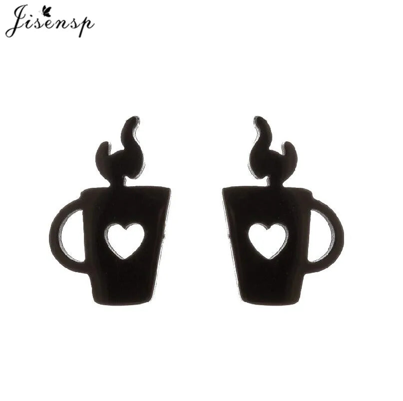 Mini Stainless Steel Smile Face Stud Earrings for for Women Girls Jewelry Cute Candle Skull Halloween Earings Christmas Gift