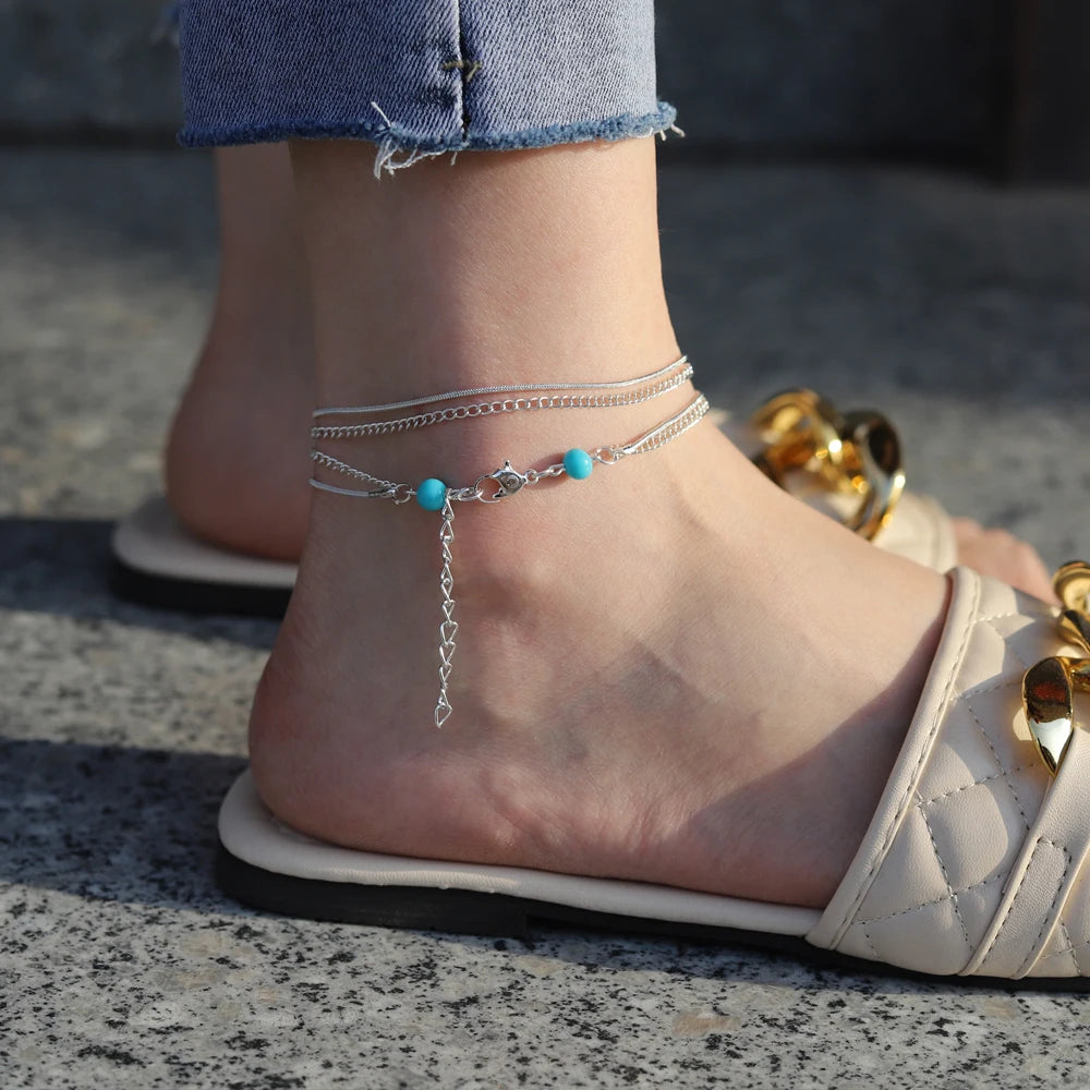 Fashion Ankle Bracelets Anklets for Women Beach Accessories Ankle Bracelet Stainless Steel Leg Bracelet Sandals Foot Jewelry
