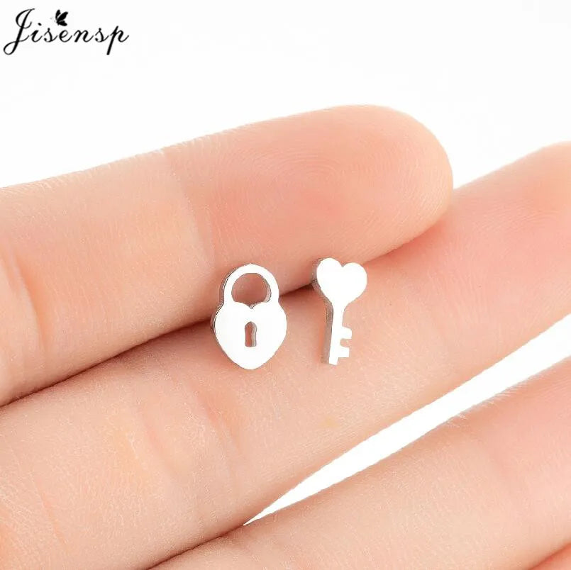 Mini Stainless Steel Smile Face Stud Earrings for for Women Girls Jewelry Cute Candle Skull Halloween Earings Christmas Gift