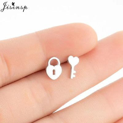 Mini Stainless Steel Smile Face Stud Earrings for for Women Girls Jewelry Cute Candle Skull Halloween Earings Christmas Gift