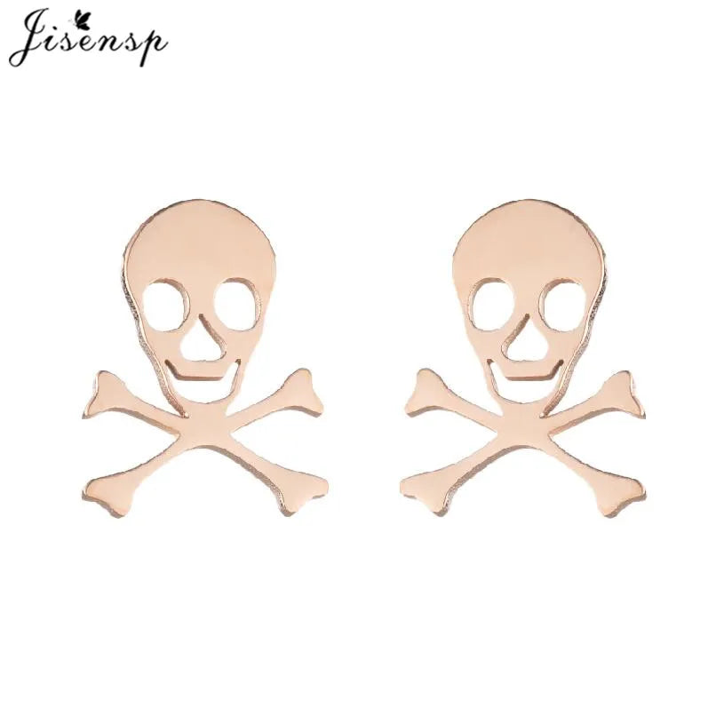 Mini Stainless Steel Smile Face Stud Earrings for for Women Girls Jewelry Cute Candle Skull Halloween Earings Christmas Gift