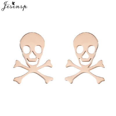 Mini Stainless Steel Smile Face Stud Earrings for for Women Girls Jewelry Cute Candle Skull Halloween Earings Christmas Gift