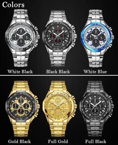 Sports Watches For Men Fashion Quartz Men Big Clock WWOOR Top Brand Luxury Military Full Steel Waterproof Chronograph Wristwatch