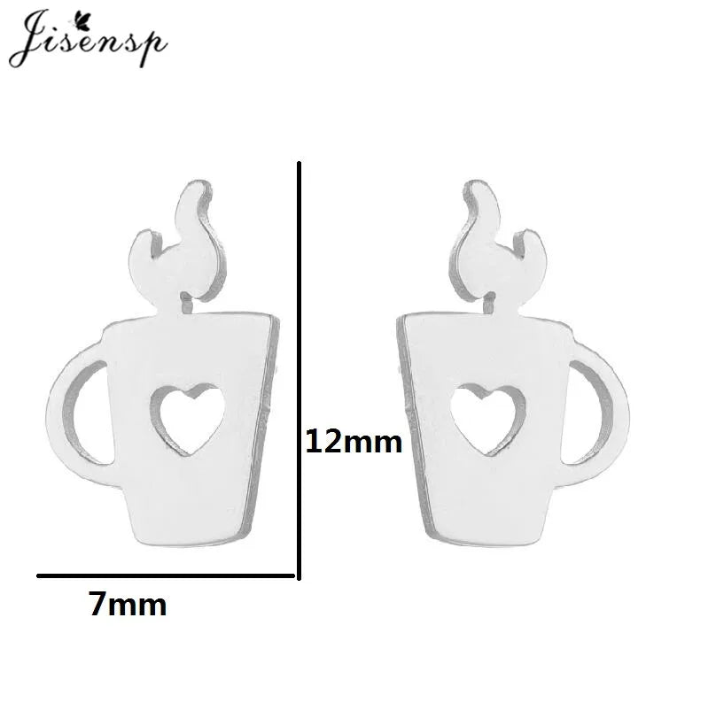 Mini Stainless Steel Smile Face Stud Earrings for for Women Girls Jewelry Cute Candle Skull Halloween Earings Christmas Gift