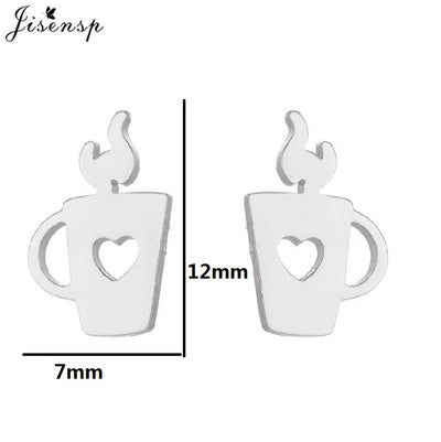 Mini Stainless Steel Smile Face Stud Earrings for for Women Girls Jewelry Cute Candle Skull Halloween Earings Christmas Gift