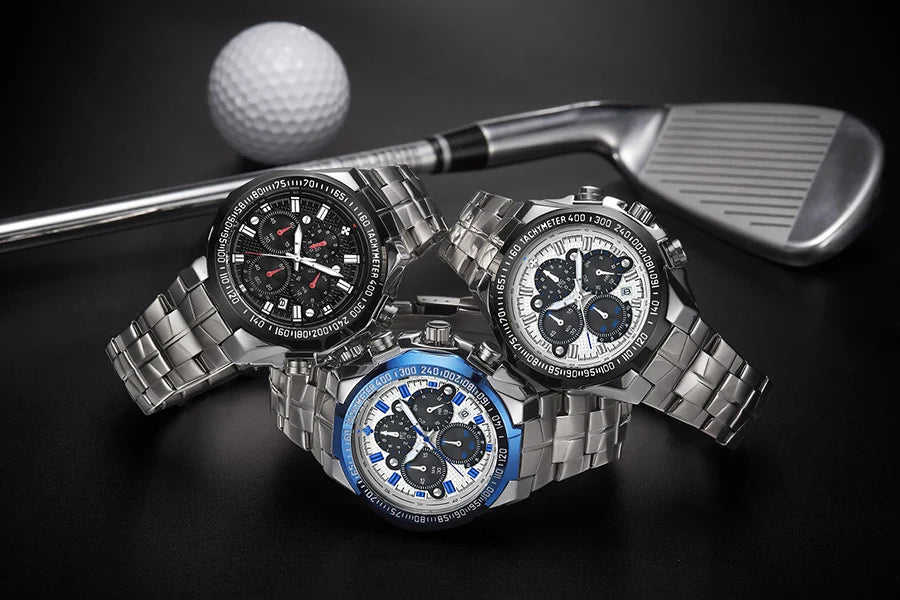 Sports Watches For Men Fashion Quartz Men Big Clock WWOOR Top Brand Luxury Military Full Steel Waterproof Chronograph Wristwatch