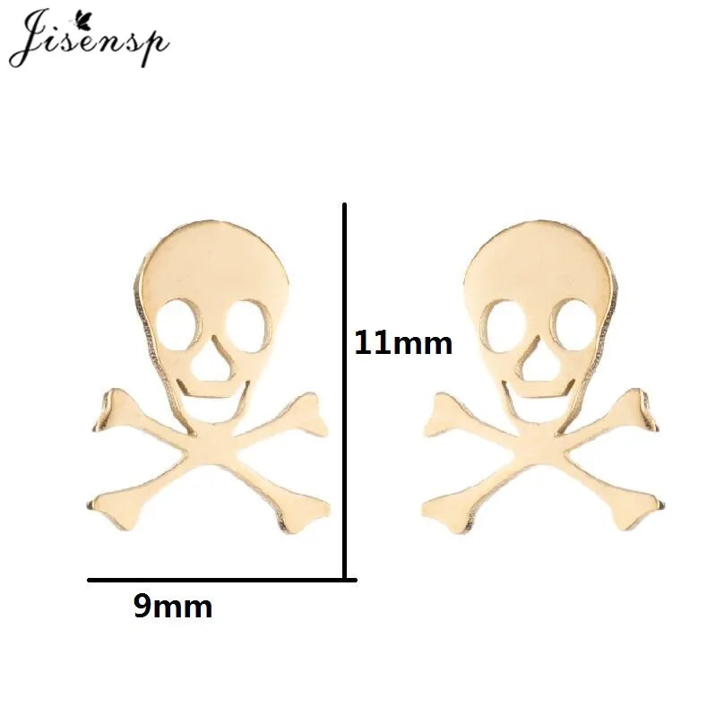Mini Stainless Steel Smile Face Stud Earrings for for Women Girls Jewelry Cute Candle Skull Halloween Earings Christmas Gift