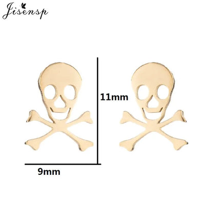 Mini Stainless Steel Smile Face Stud Earrings for for Women Girls Jewelry Cute Candle Skull Halloween Earings Christmas Gift