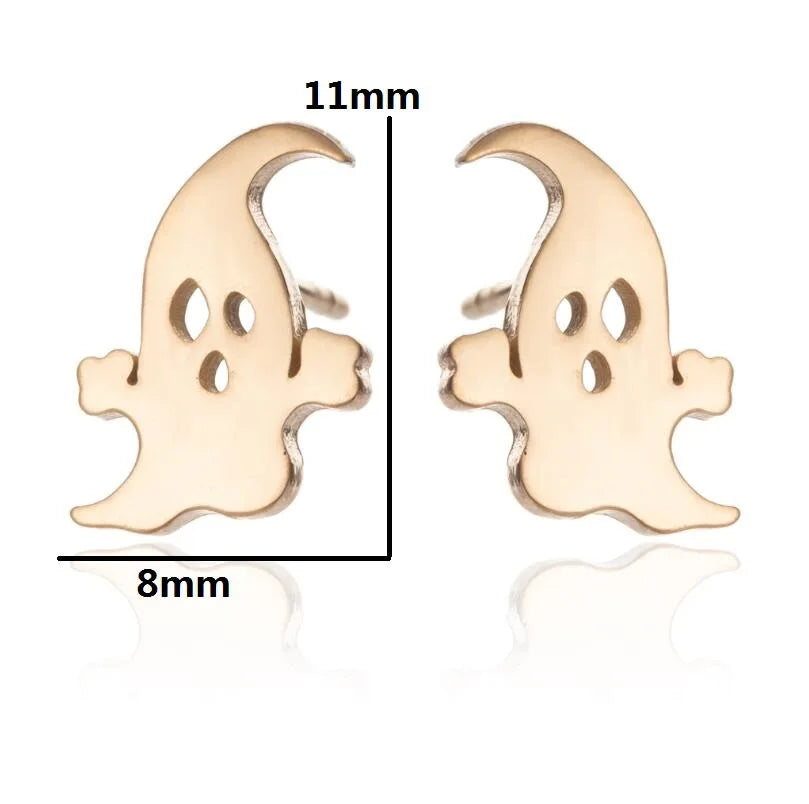 Cute Stainless Steel Bat Stud Earrings Femme Punk Pumpkin Ghost Elves Earing Fashion Jewelry Brincos Halloween Gifts Trendy