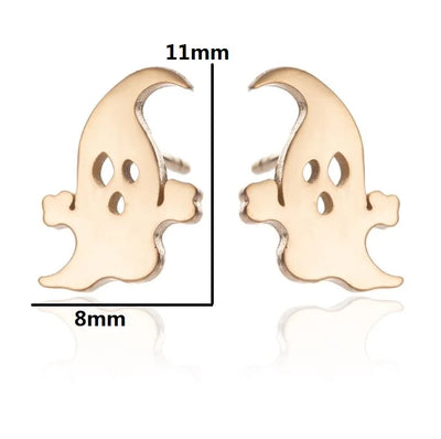 Cute Stainless Steel Bat Stud Earrings Femme Punk Pumpkin Ghost Elves Earing Fashion Jewelry Brincos Halloween Gifts Trendy
