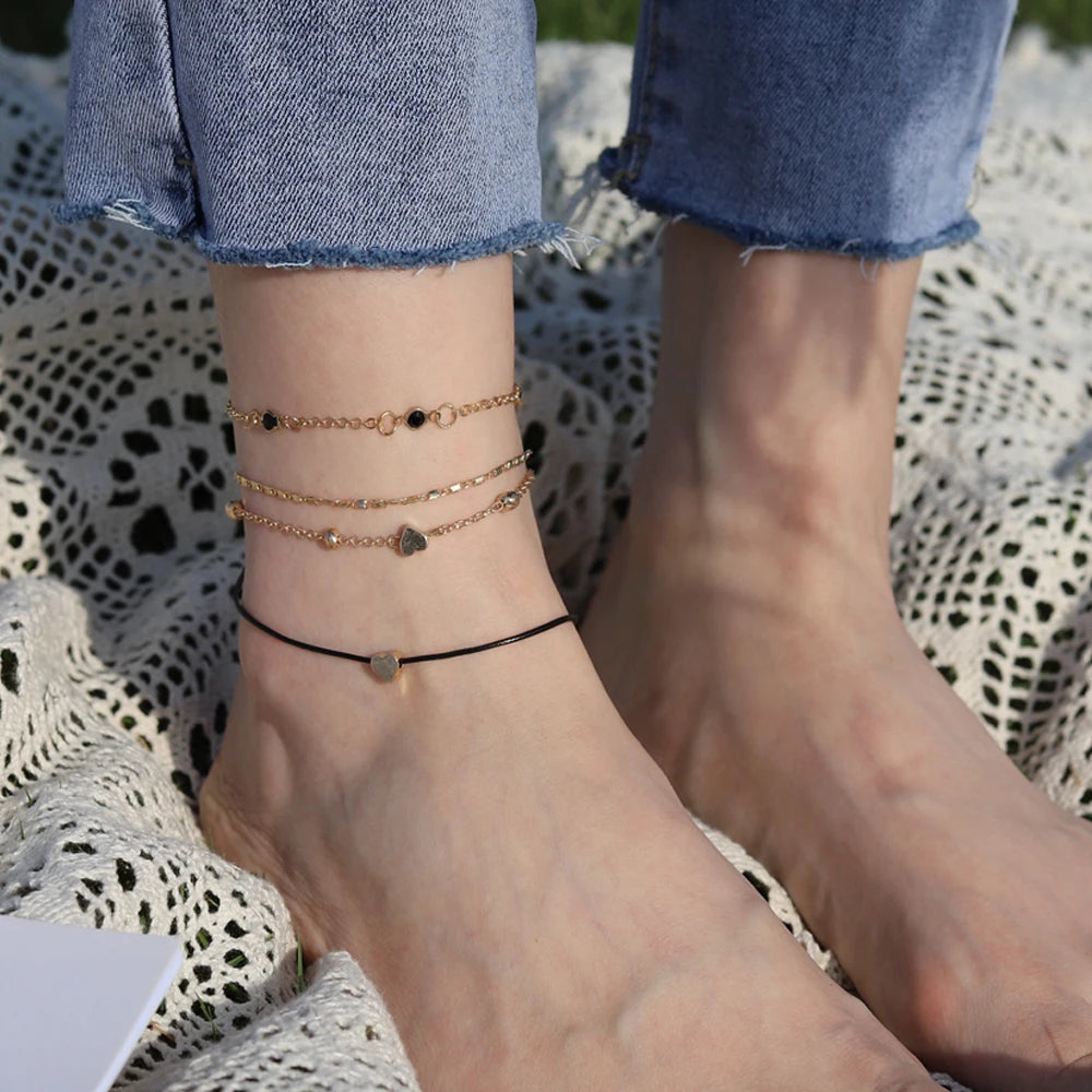 Fashion Ankle Bracelets Anklets for Women Beach Accessories Ankle Bracelet Stainless Steel Leg Bracelet Sandals Foot Jewelry