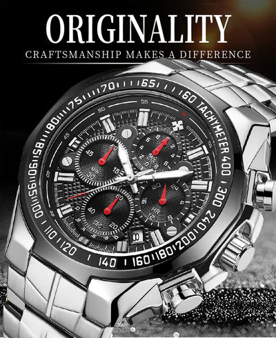 Sports Watches For Men Fashion Quartz Men Big Clock WWOOR Top Brand Luxury Military Full Steel Waterproof Chronograph Wristwatch
