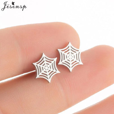 Mini Stainless Steel Smile Face Stud Earrings for for Women Girls Jewelry Cute Candle Skull Halloween Earings Christmas Gift