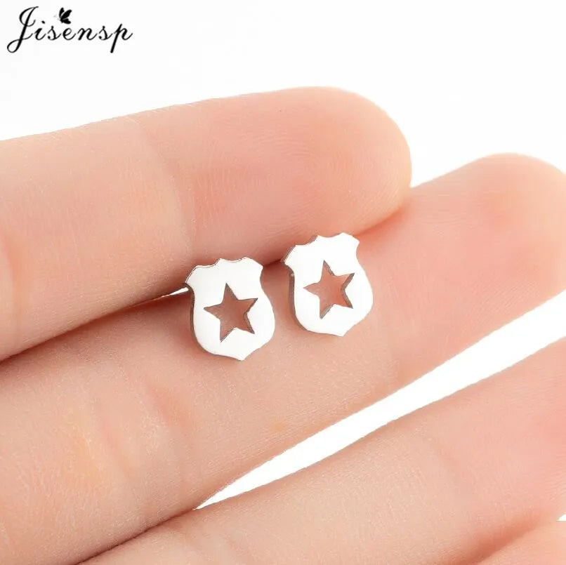 Mini Stainless Steel Smile Face Stud Earrings for for Women Girls Jewelry Cute Candle Skull Halloween Earings Christmas Gift