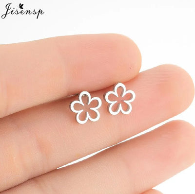 Mini Stainless Steel Smile Face Stud Earrings for for Women Girls Jewelry Cute Candle Skull Halloween Earings Christmas Gift