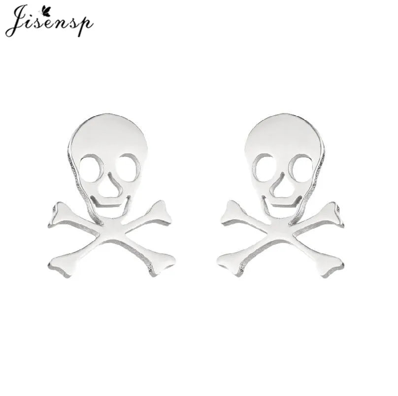 Mini Stainless Steel Smile Face Stud Earrings for for Women Girls Jewelry Cute Candle Skull Halloween Earings Christmas Gift
