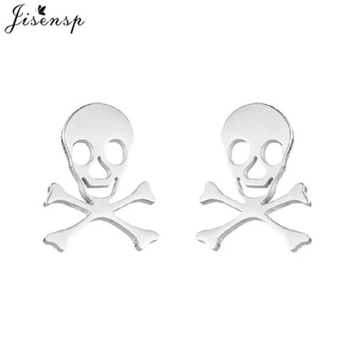Mini Stainless Steel Smile Face Stud Earrings for for Women Girls Jewelry Cute Candle Skull Halloween Earings Christmas Gift