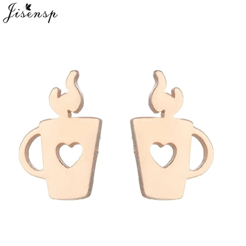 Mini Stainless Steel Smile Face Stud Earrings for for Women Girls Jewelry Cute Candle Skull Halloween Earings Christmas Gift