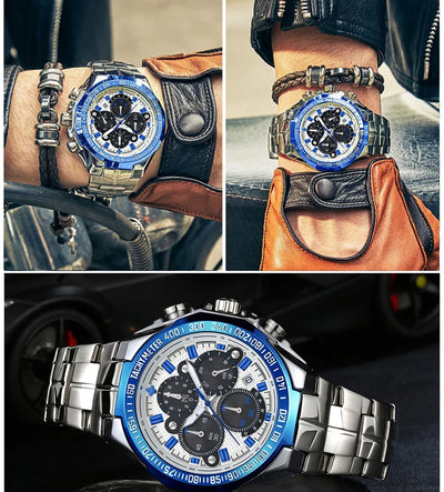 Sports Watches For Men Fashion Quartz Men Big Clock WWOOR Top Brand Luxury Military Full Steel Waterproof Chronograph Wristwatch
