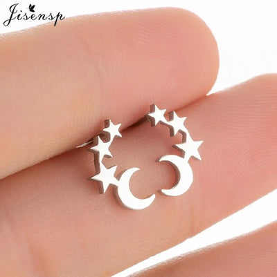 Mini Stainless Steel Smile Face Stud Earrings for for Women Girls Jewelry Cute Candle Skull Halloween Earings Christmas Gift