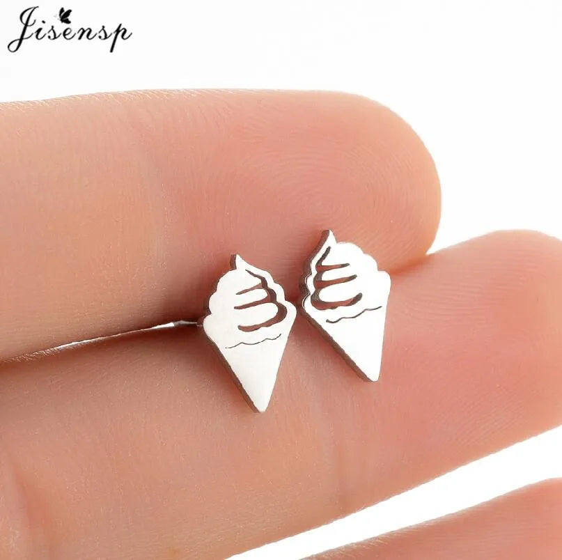 Mini Stainless Steel Smile Face Stud Earrings for for Women Girls Jewelry Cute Candle Skull Halloween Earings Christmas Gift