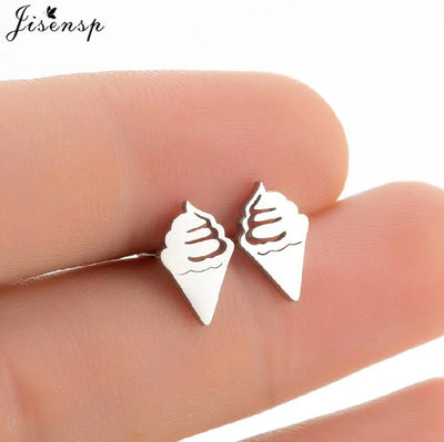 Mini Stainless Steel Smile Face Stud Earrings for for Women Girls Jewelry Cute Candle Skull Halloween Earings Christmas Gift