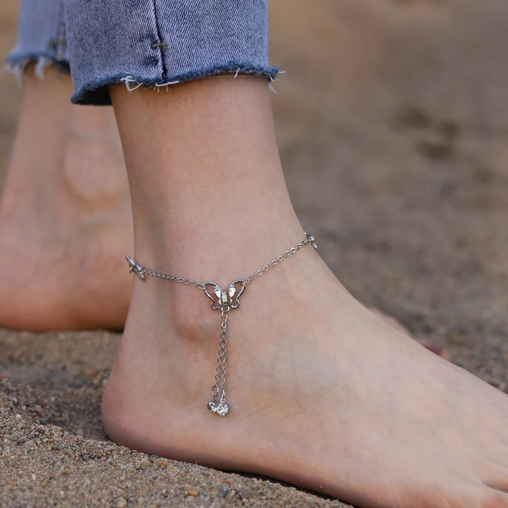 Fashion Ankle Bracelets Anklets for Women Beach Accessories Ankle Bracelet Stainless Steel Leg Bracelet Sandals Foot Jewelry