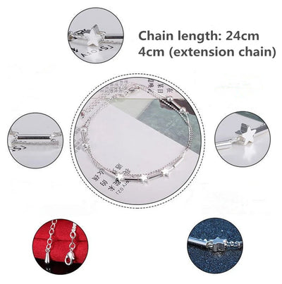 KOFSAC Fashion 925 Sterling Silver Anklets For Women Exquisite Star Small Tube Ankle Chain Jewelry Girl Summer Beach Party Gifts
