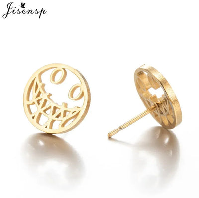 Mini Stainless Steel Smile Face Stud Earrings for for Women Girls Jewelry Cute Candle Skull Halloween Earings Christmas Gift