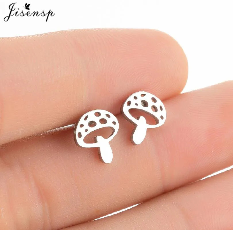 Mini Stainless Steel Smile Face Stud Earrings for for Women Girls Jewelry Cute Candle Skull Halloween Earings Christmas Gift