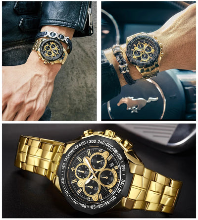 Sports Watches For Men Fashion Quartz Men Big Clock WWOOR Top Brand Luxury Military Full Steel Waterproof Chronograph Wristwatch