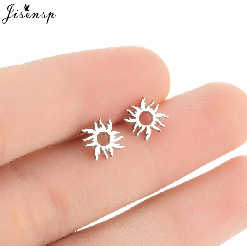 Mini Stainless Steel Smile Face Stud Earrings for for Women Girls Jewelry Cute Candle Skull Halloween Earings Christmas Gift