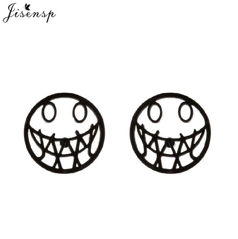 Mini Stainless Steel Smile Face Stud Earrings for for Women Girls Jewelry Cute Candle Skull Halloween Earings Christmas Gift