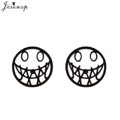 Mini Stainless Steel Smile Face Stud Earrings for for Women Girls Jewelry Cute Candle Skull Halloween Earings Christmas Gift
