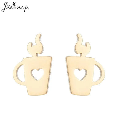 Mini Stainless Steel Smile Face Stud Earrings for for Women Girls Jewelry Cute Candle Skull Halloween Earings Christmas Gift