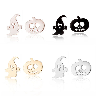 Cute Stainless Steel Bat Stud Earrings Femme Punk Pumpkin Ghost Elves Earing Fashion Jewelry Brincos Halloween Gifts Trendy
