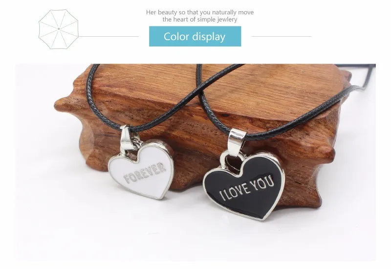 Heart Shaped Couples Necklace Valentine's Day Gift Couple Pendants Gift to Girlfriend Fashion Jewelry Accessories