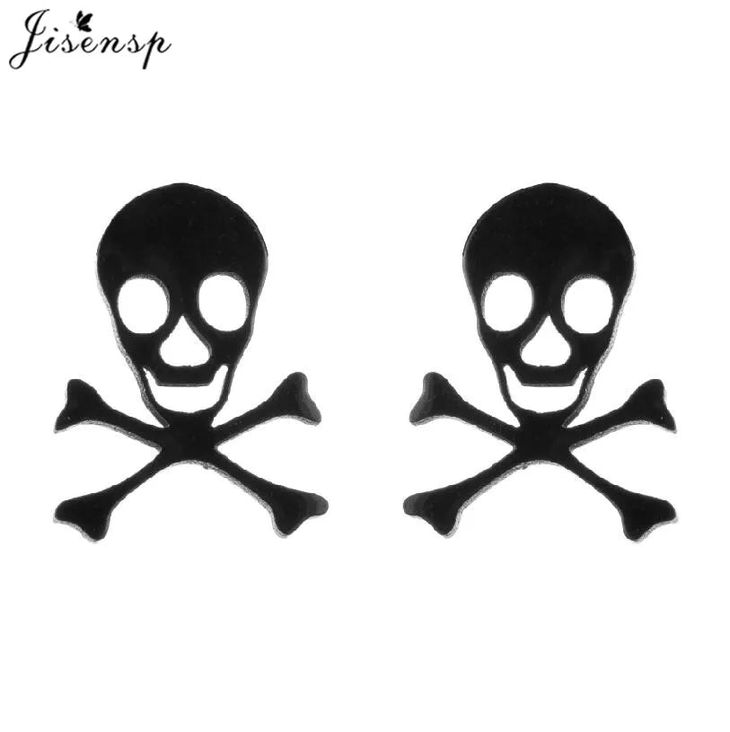 Mini Stainless Steel Smile Face Stud Earrings for for Women Girls Jewelry Cute Candle Skull Halloween Earings Christmas Gift