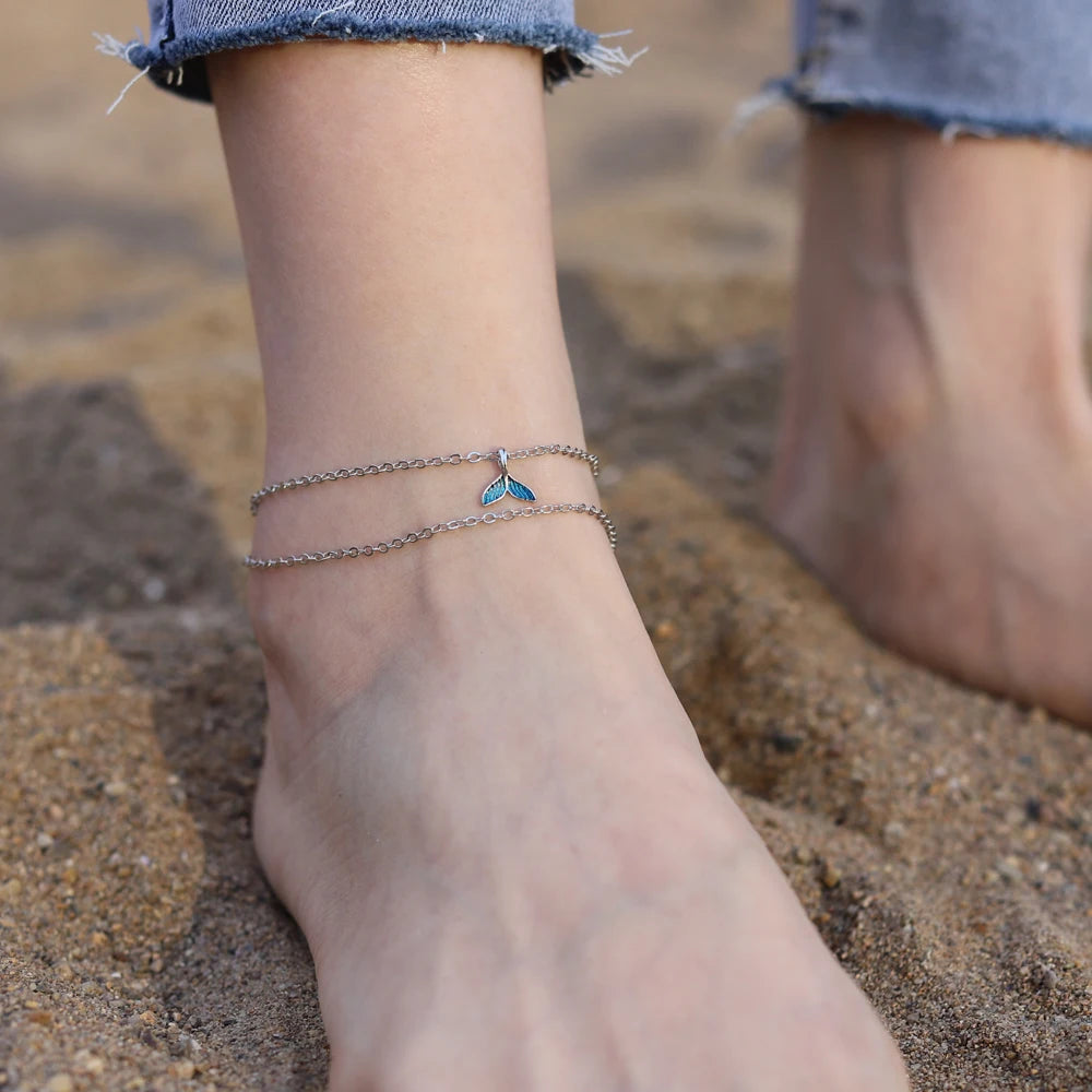 Fashion Ankle Bracelets Anklets for Women Beach Accessories Ankle Bracelet Stainless Steel Leg Bracelet Sandals Foot Jewelry