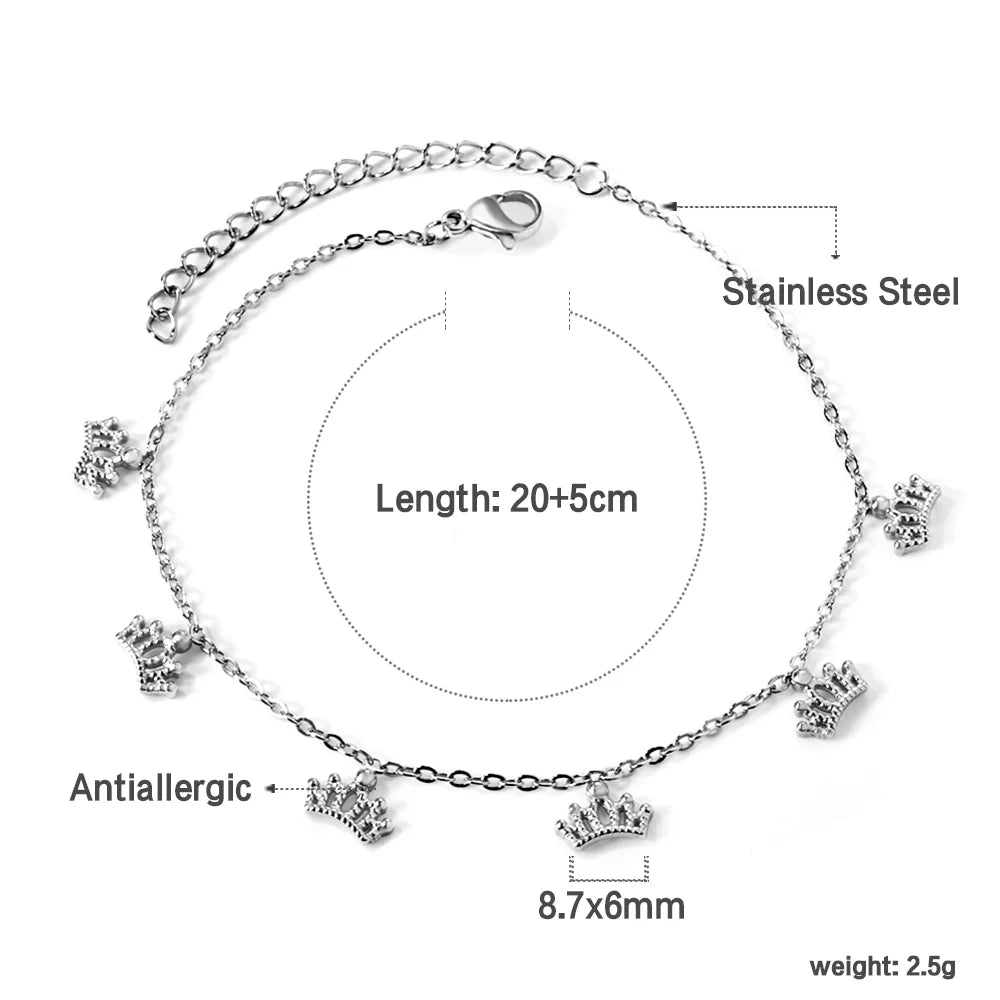 LUXUSTEEL Geometric Anklets for Women Rectangle Bracelet on Leg Stainless Steel Women's Chain Anklets Wedding Party Jewelry