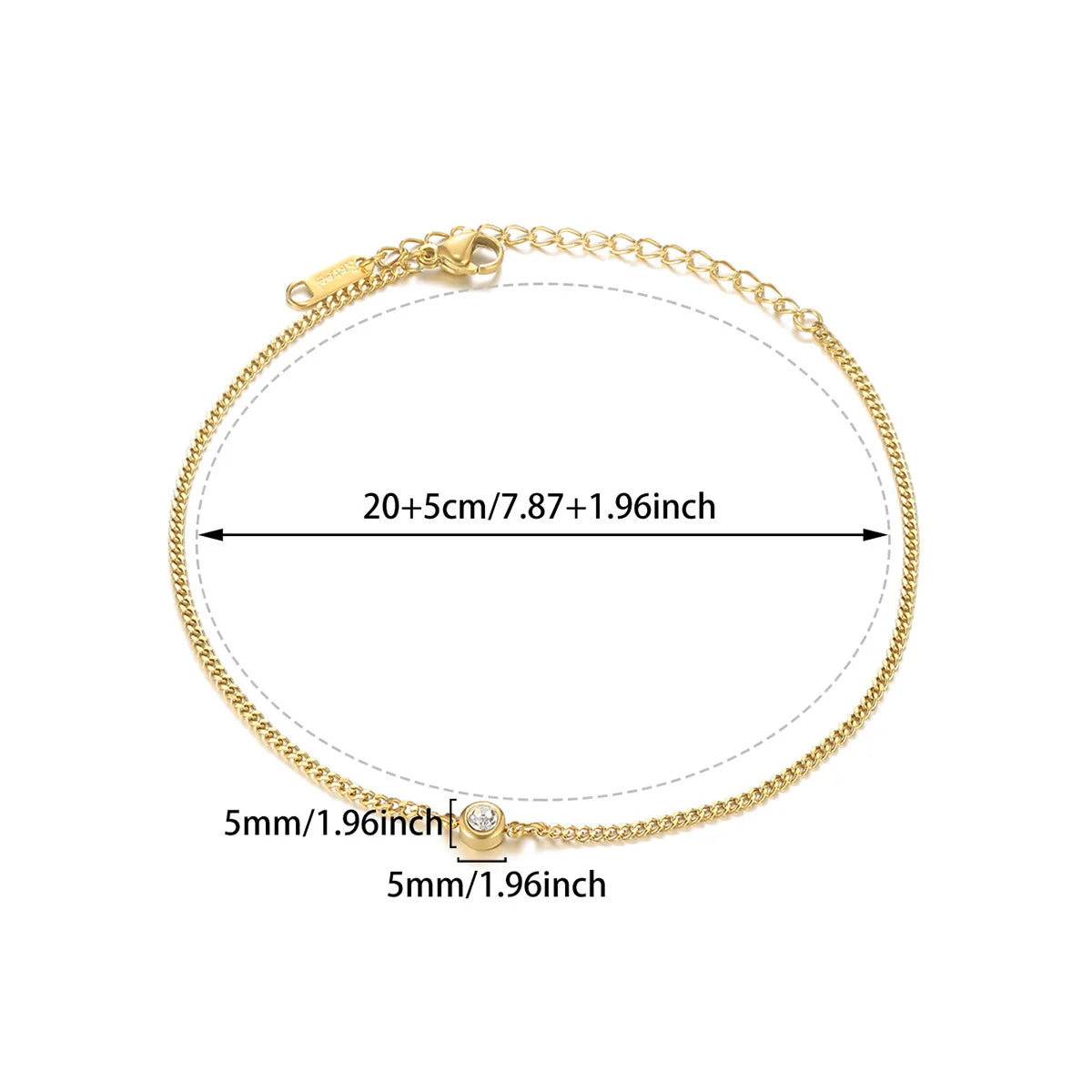 Water-Resistant Colorfast Summer Chain Anklets With Birthston For Women Fashion Gold Color Stainless Steel Feet Jewelry Beach