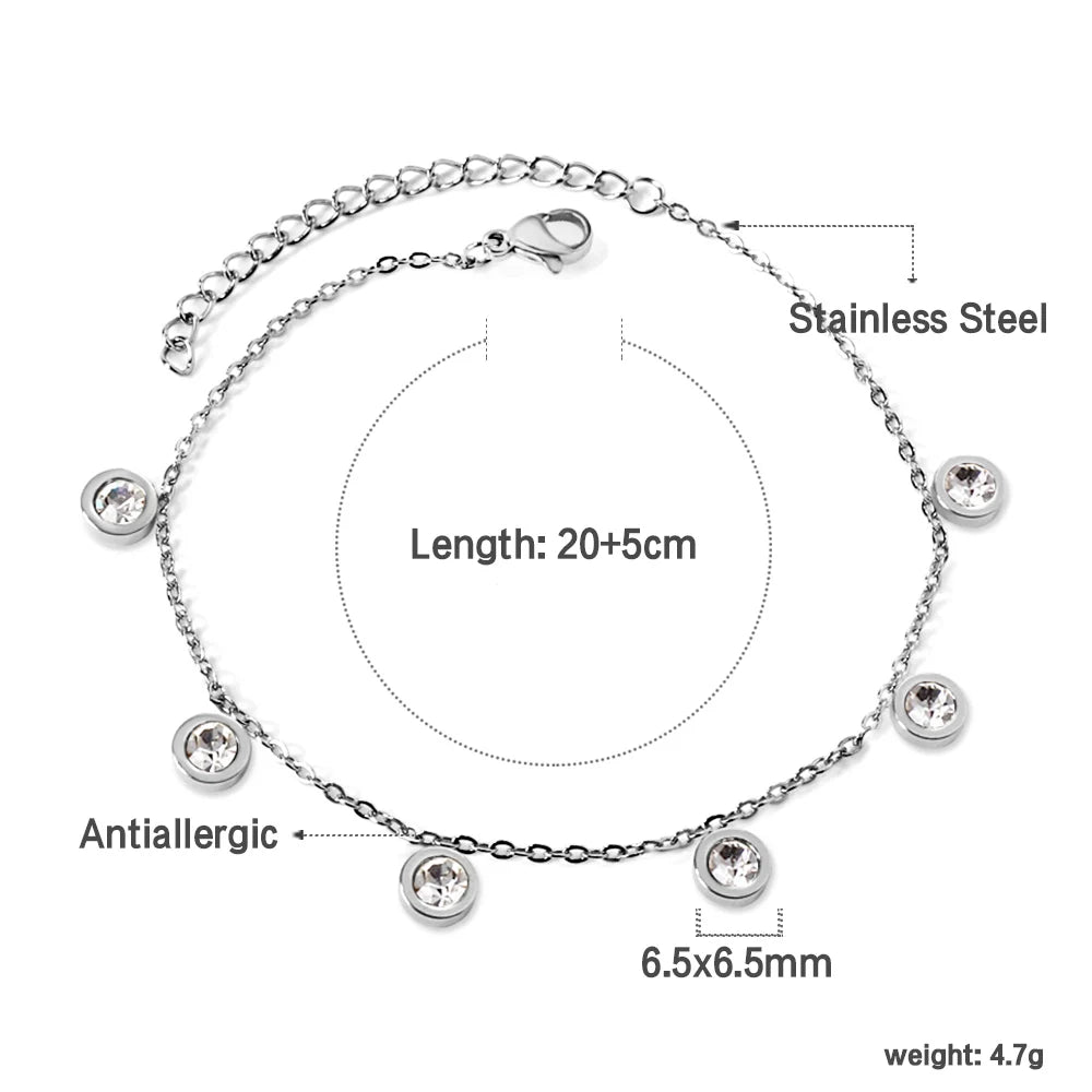LUXUSTEEL Geometric Anklets for Women Rectangle Bracelet on Leg Stainless Steel Women's Chain Anklets Wedding Party Jewelry