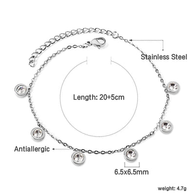 LUXUSTEEL Geometric Anklets for Women Rectangle Bracelet on Leg Stainless Steel Women's Chain Anklets Wedding Party Jewelry