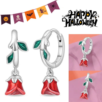 Halloween Party Cute Pumpkin Bat Ring Earrings 925 Silver Earrings For Women Punk Men's Earrings Fit Women Party Jewelry Gift